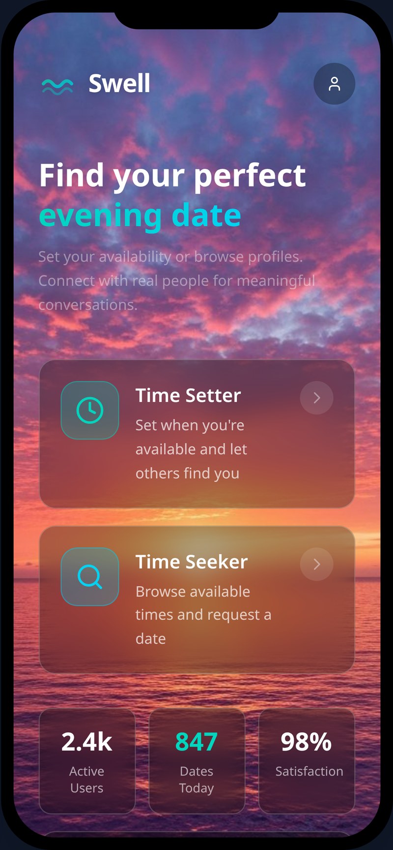 Fuze home screen showing setter and seeker modes